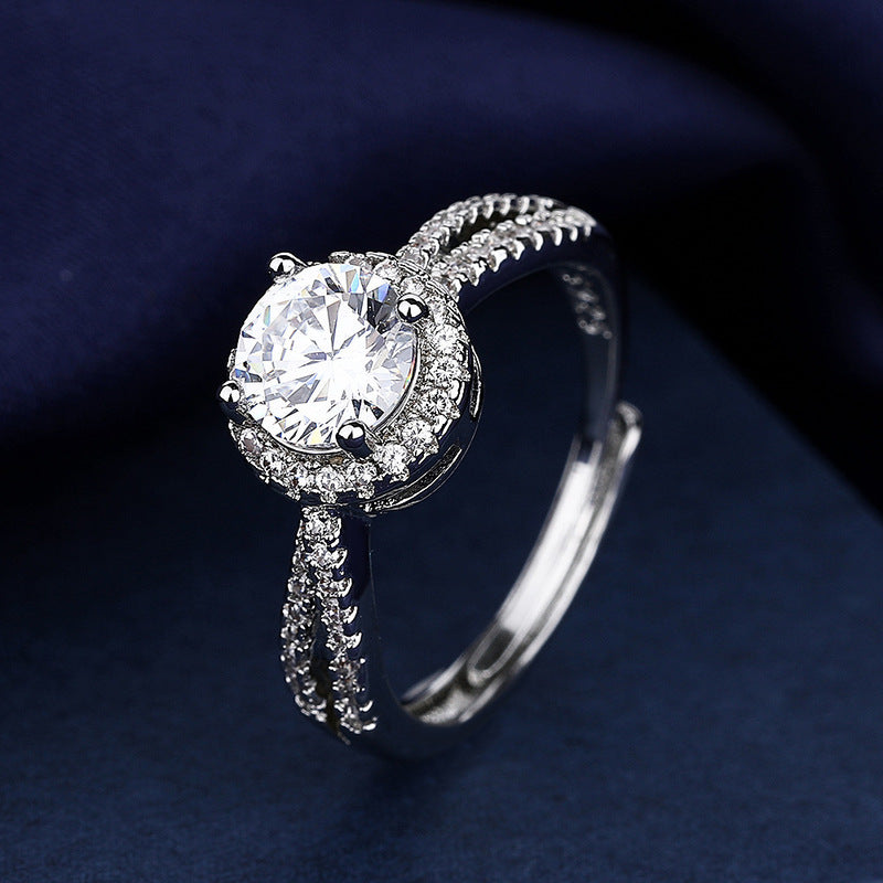 1CT Double Row Twisted Band Cubic Zirconia Ring