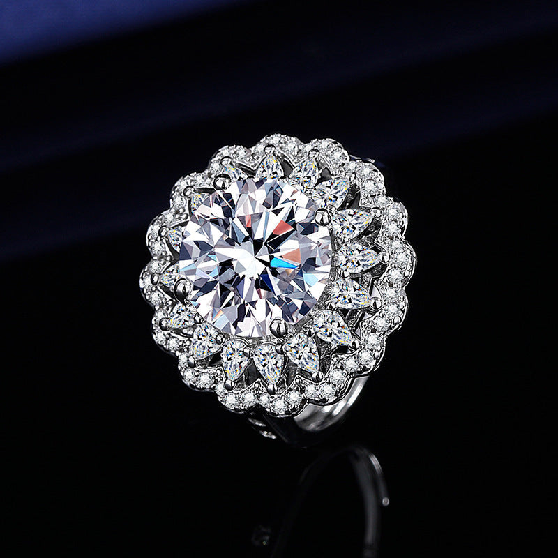 5CT Three-Layer Bezel Brilliant Queen Cubic Zirconia Ring