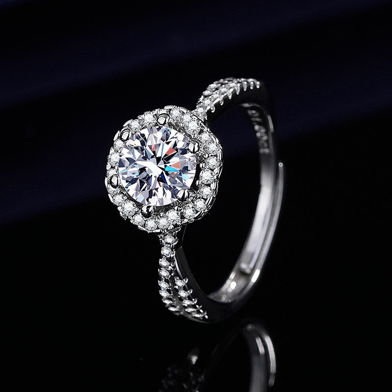 2CT Plum Blossom Double Band Cubic Zirconia Ring