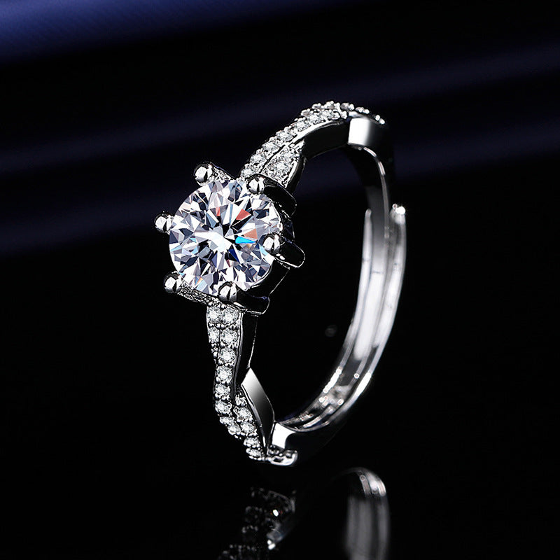 1CT Light Luxury Twisted Band Cubic Zirconia Ring