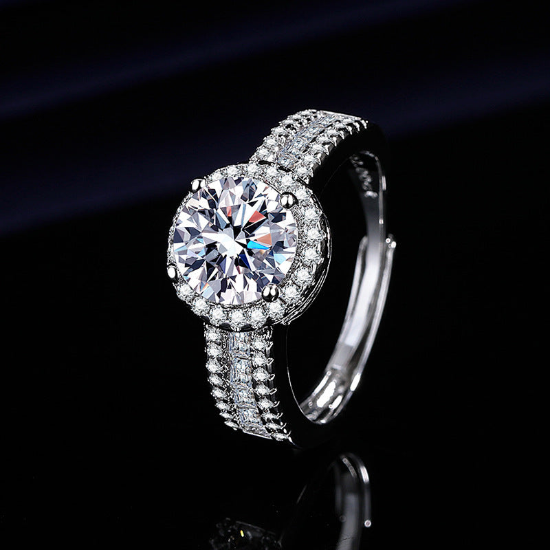 2CT Light Luxury Round Bezel Cubic Zirconia Ring