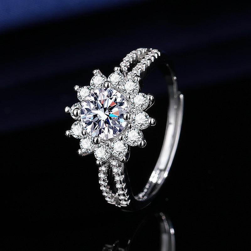2CT Sunflower Sparkling Cubic Zirconia Ring