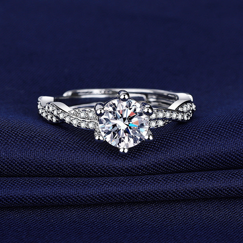 1CT Light Luxury Twisted Band Cubic Zirconia Ring