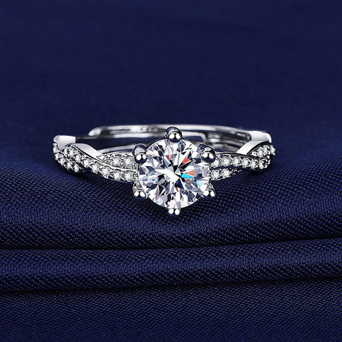1CT Light Luxury Twisted Band Cubic Zirconia Ring