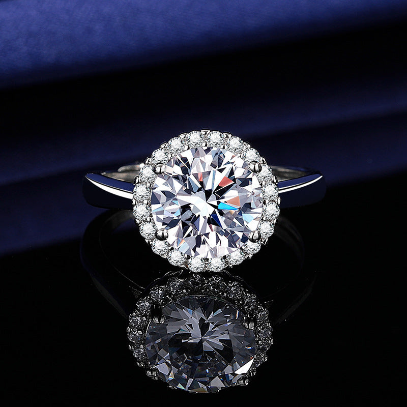 3CT Fashion Princess Round Bezel Cubic Zirconia Ring