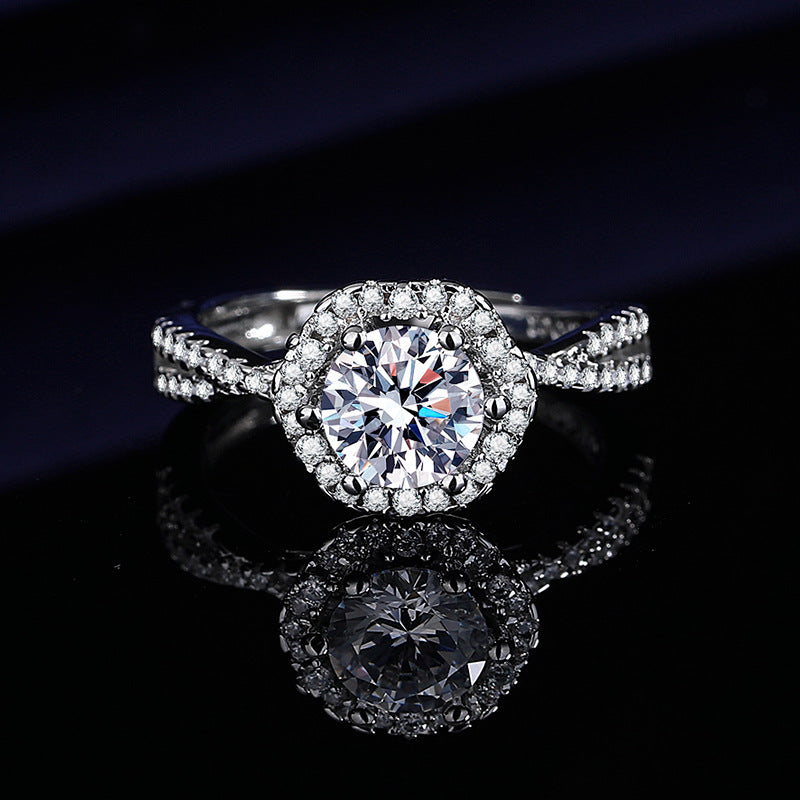 2CT Plum Blossom Double Band Cubic Zirconia Ring