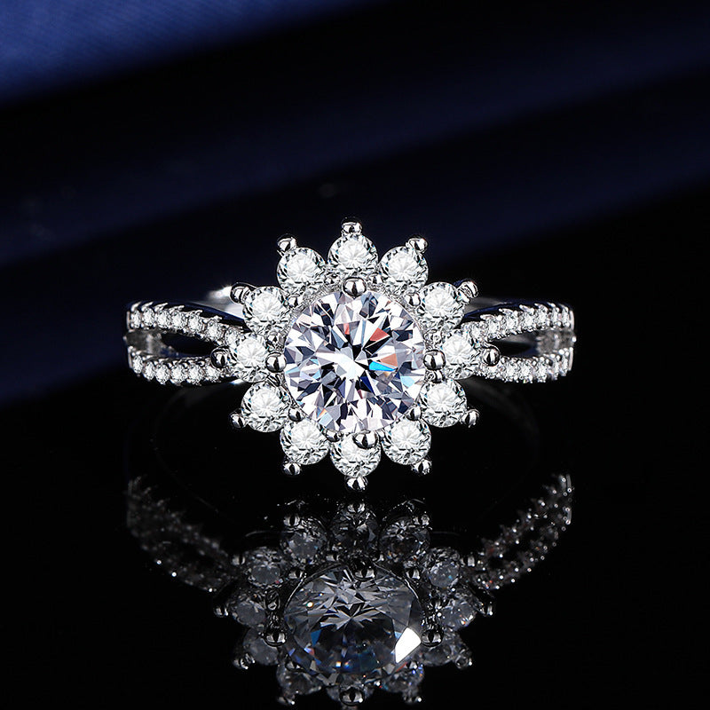 2CT Sunflower Sparkling Cubic Zirconia Ring