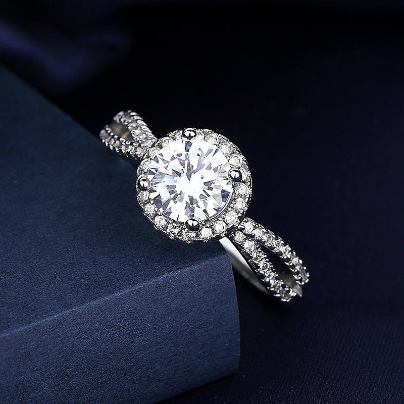 1CT Double Row Twisted Band Cubic Zirconia Ring