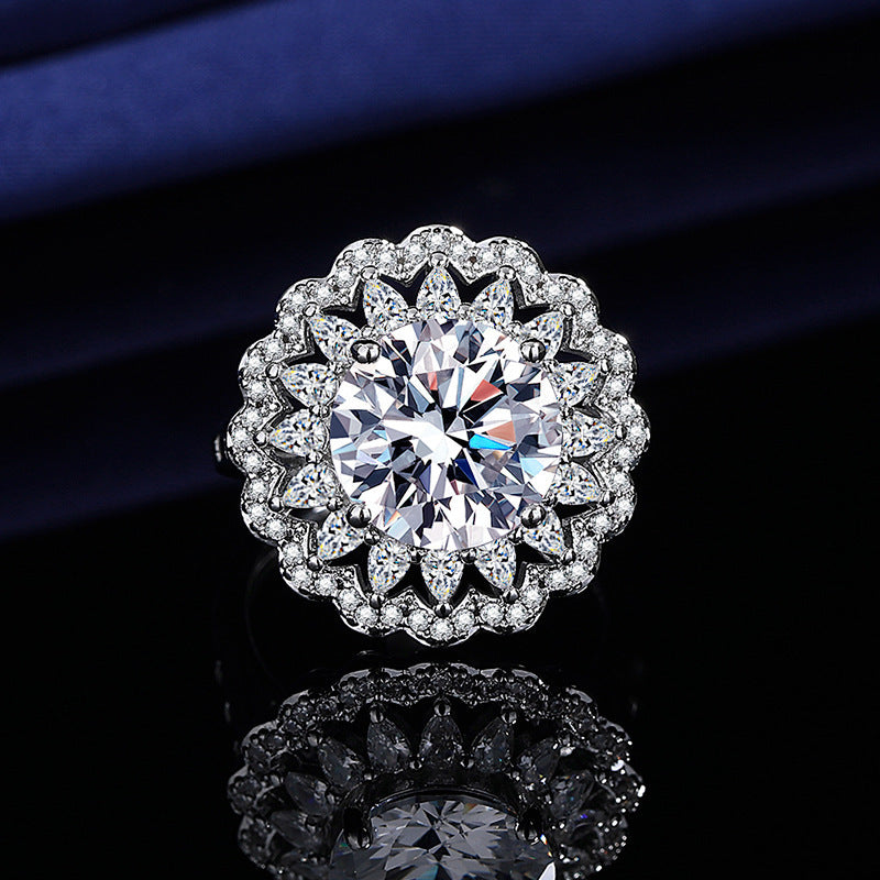 5CT Three-Layer Bezel Brilliant Queen Cubic Zirconia Ring