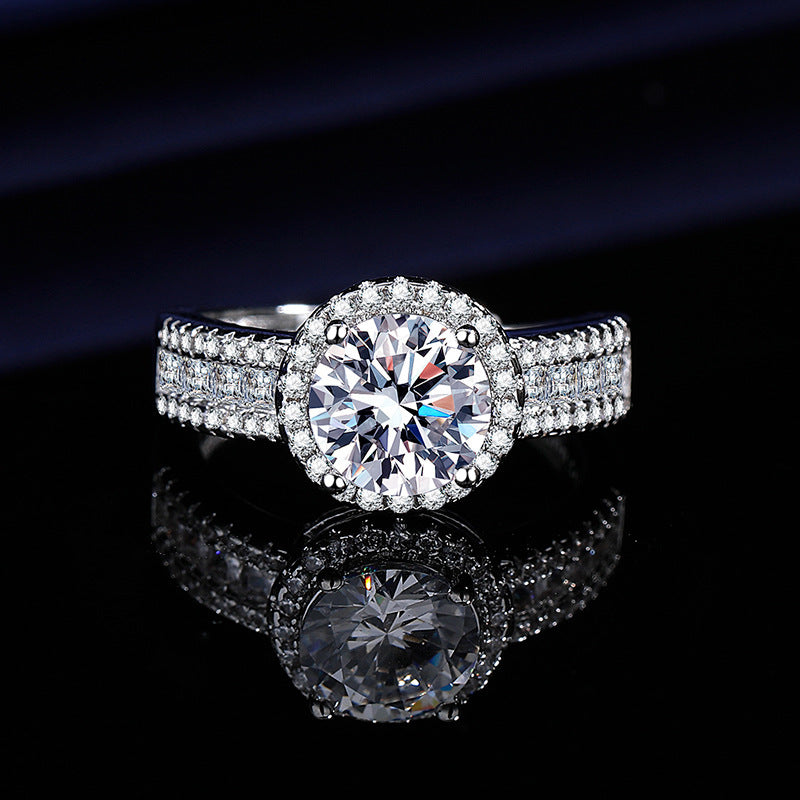 2CT Light Luxury Round Bezel Cubic Zirconia Ring