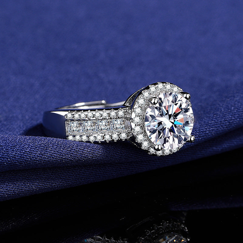2CT Light Luxury Round Bezel Cubic Zirconia Ring