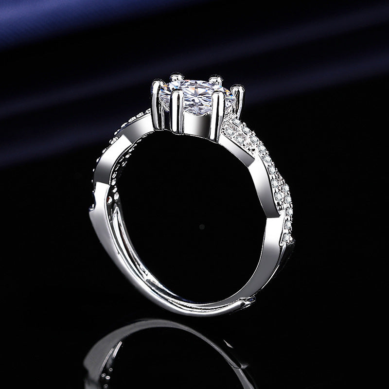 1CT Light Luxury Twisted Band Cubic Zirconia Ring