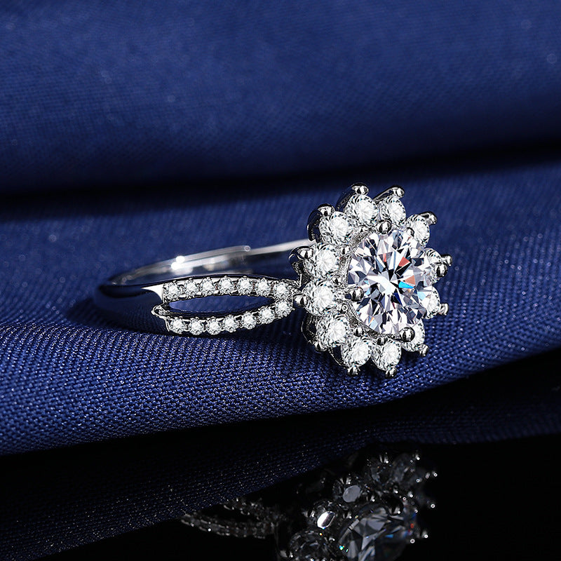 2CT Sunflower Sparkling Cubic Zirconia Ring