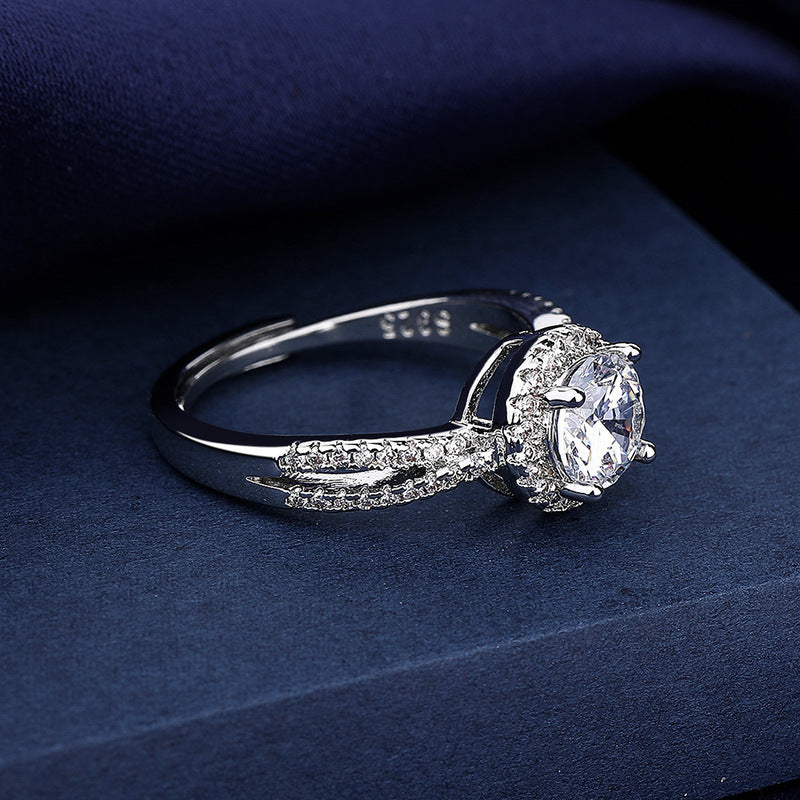 1CT Double Row Twisted Band Cubic Zirconia Ring