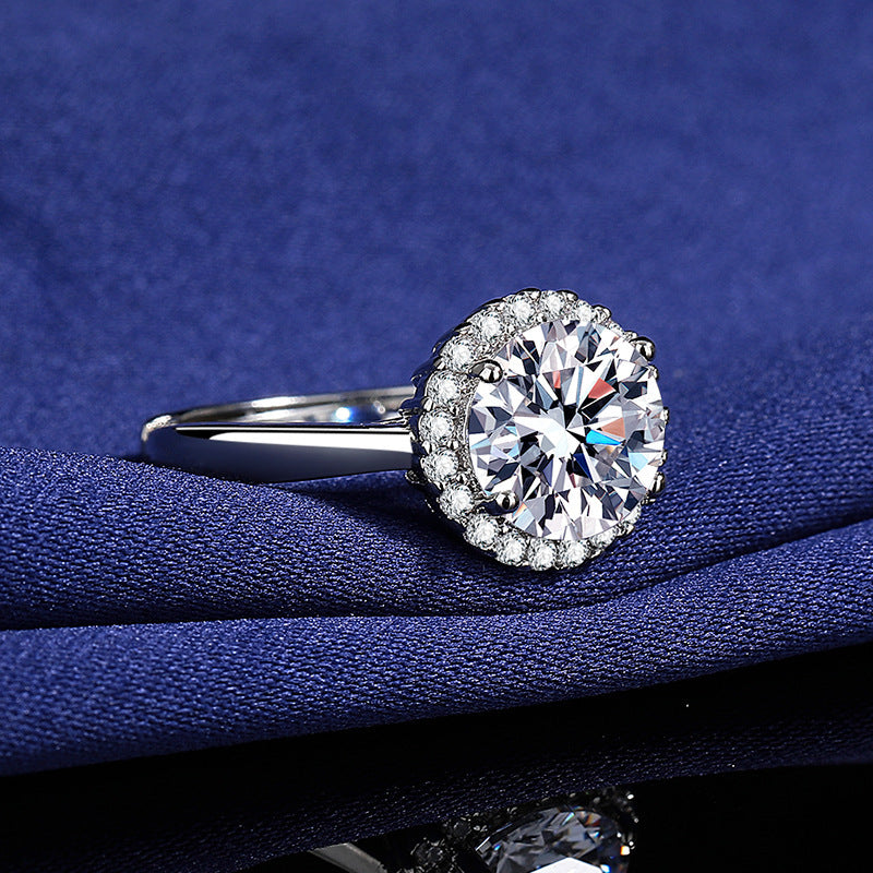 3CT Fashion Princess Round Bezel Cubic Zirconia Ring