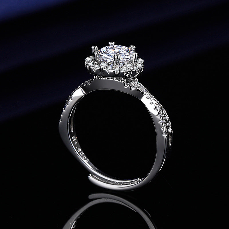 2CT Plum Blossom Double Band Cubic Zirconia Ring