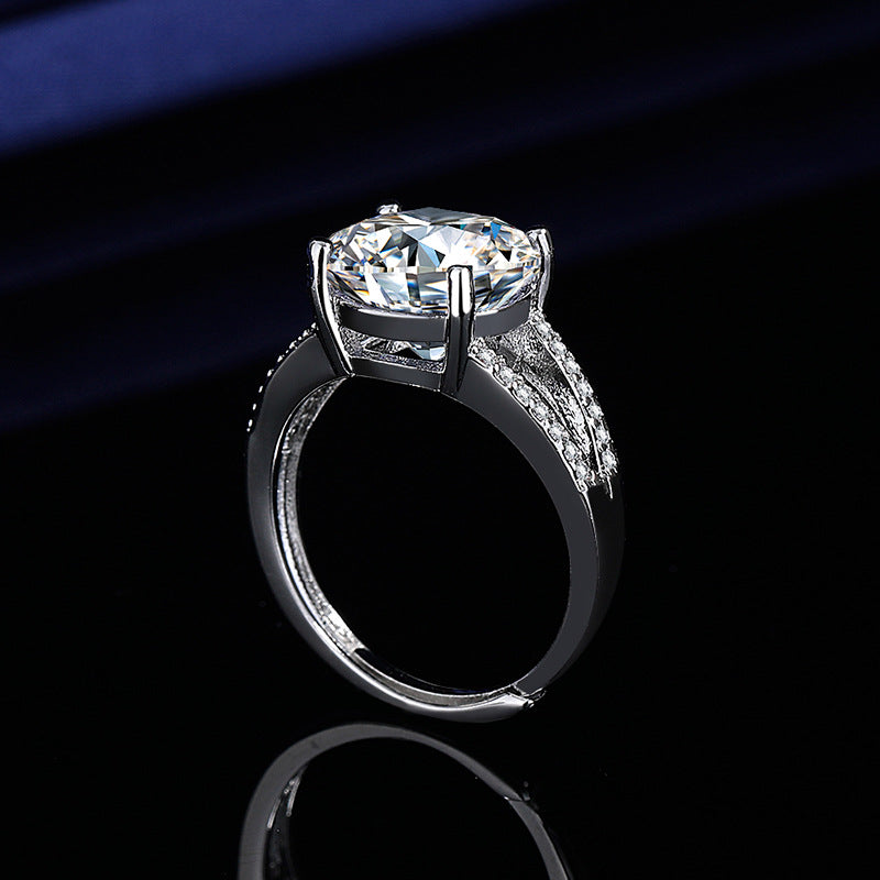 5CT Double Row Queen Scepter Bezel Cubic Zirconia Ring
