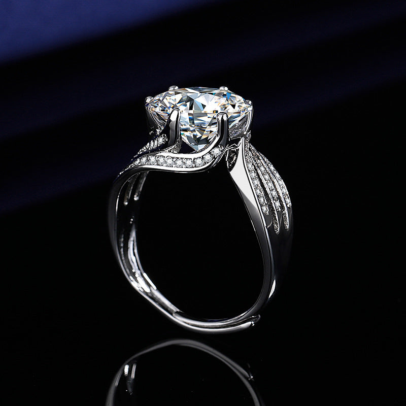 5CT Three-Row Twisted Band Bezel Cubic Zirconia Ring