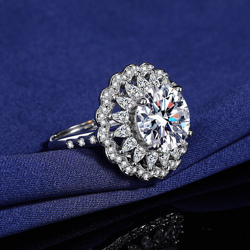 5CT Three-Layer Bezel Brilliant Queen Cubic Zirconia Ring