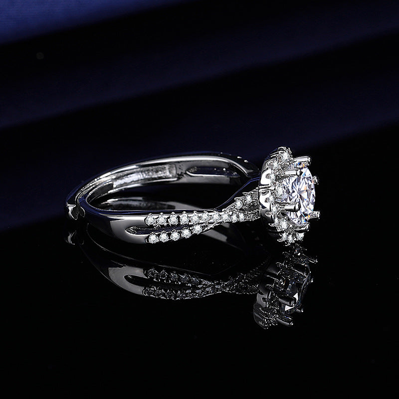 2CT Plum Blossom Double Band Cubic Zirconia Ring
