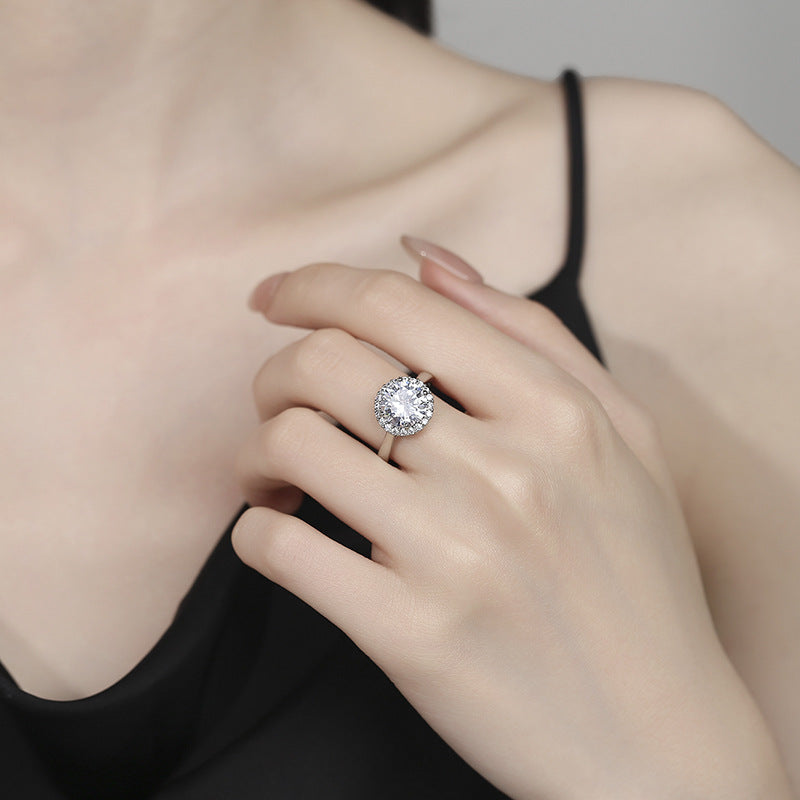 3CT Fashion Princess Round Bezel Cubic Zirconia Ring