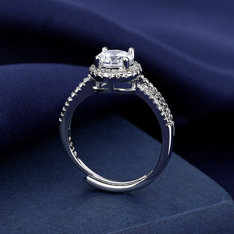 1CT Double Row Twisted Band Cubic Zirconia Ring