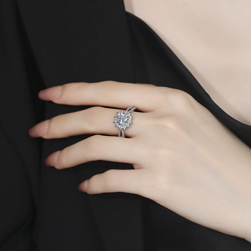 2CT Sunflower Sparkling Cubic Zirconia Ring