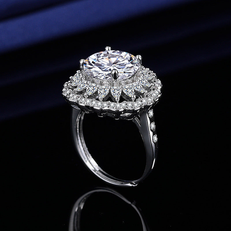 5CT Three-Layer Bezel Brilliant Queen Cubic Zirconia Ring